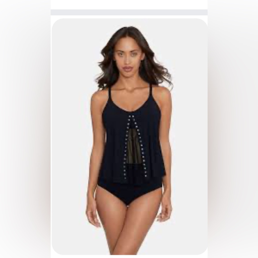 Amoressa by Miraclesuit Black Tankini Swim Top